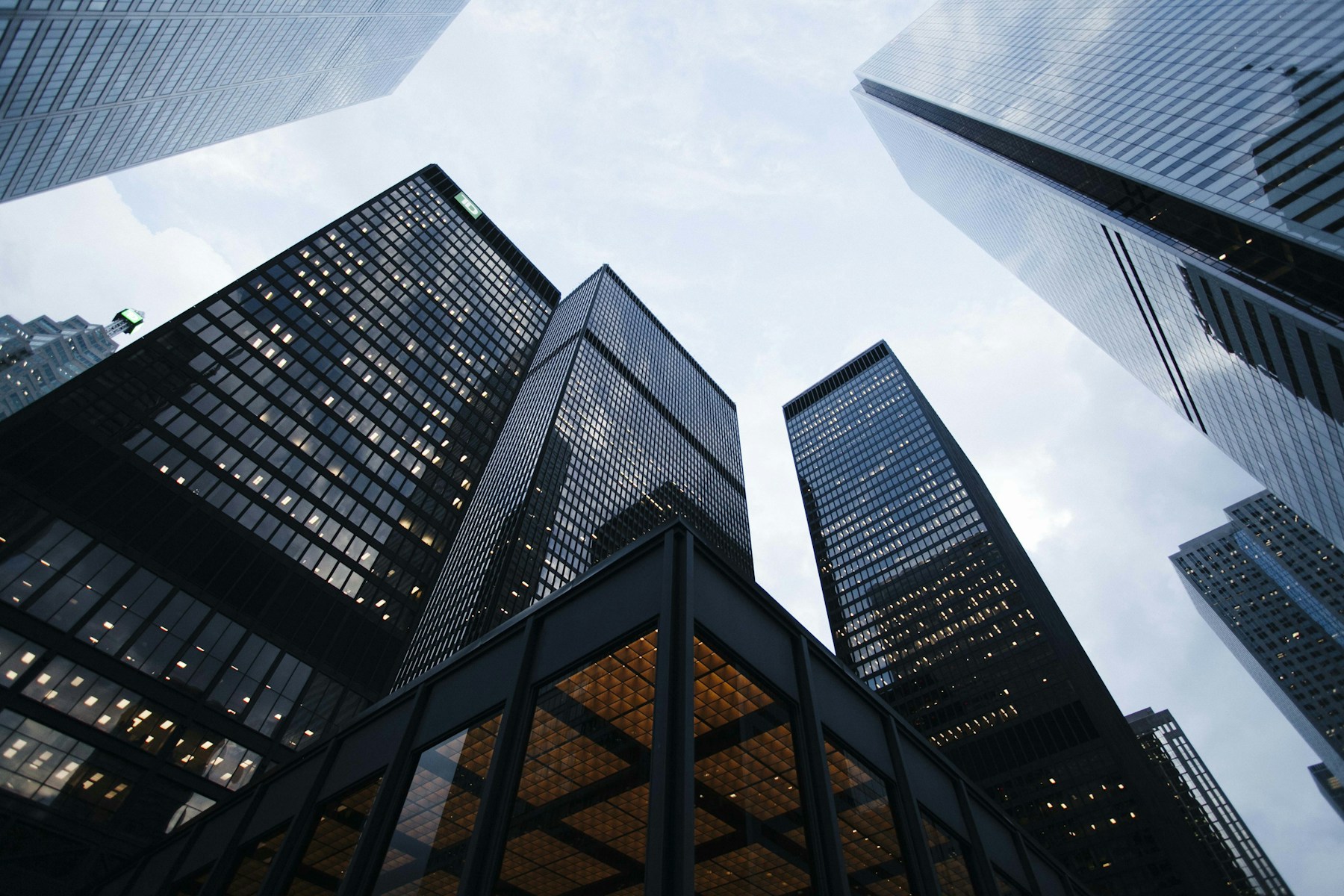 Architectural study of modern glass towers